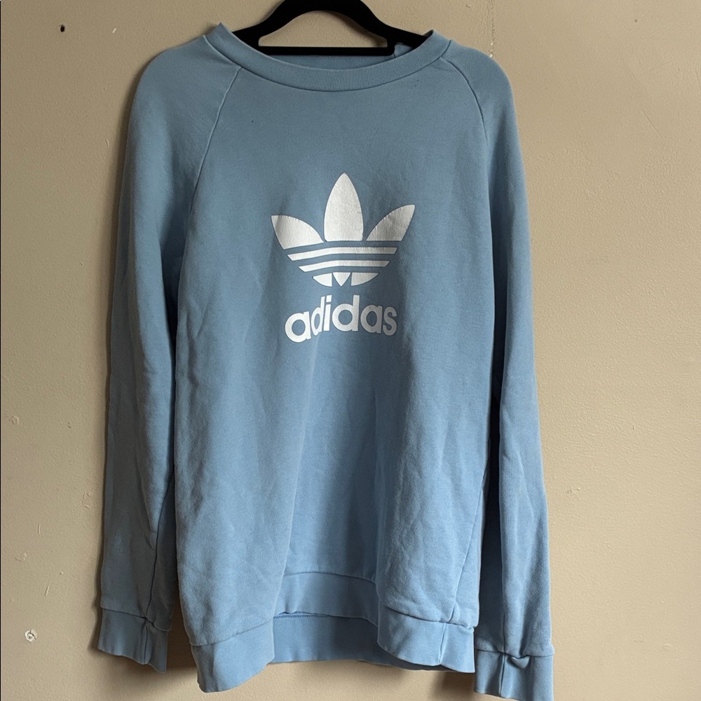 Adidas Women's Light Blue Crew Neck Sweater